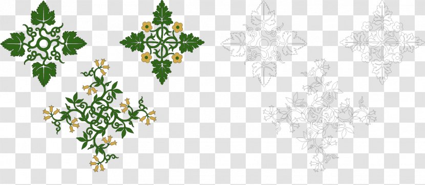 Ornament Floral Design Flower - Hand Painted Green Flowers Transparent PNG