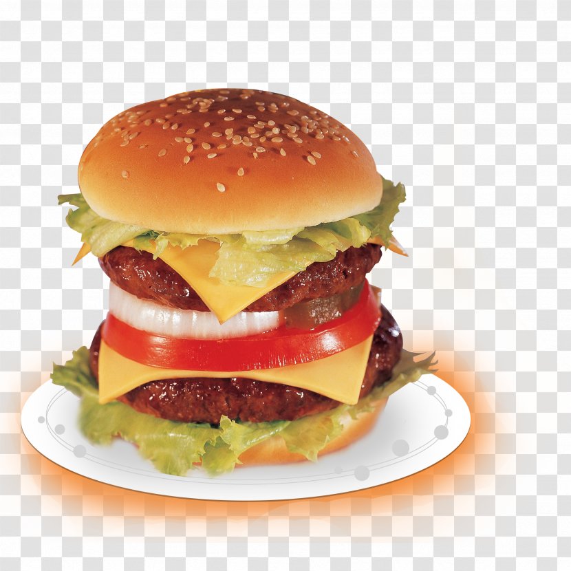 Hamburger Sausage Hot Dog Fast Food Orange Drink - Double Burger Transparent PNG