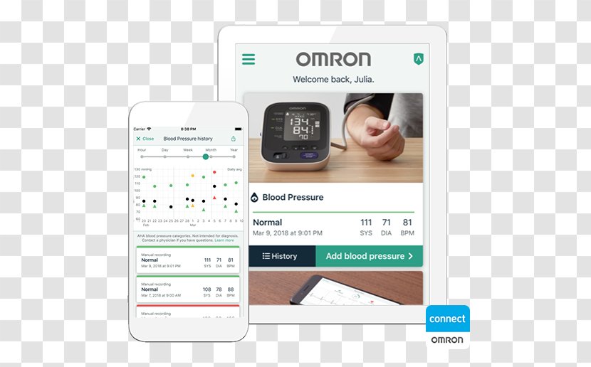 Omron App Store IPhone - Sphygmomanometer - Blood Pressure Machine Transparent PNG