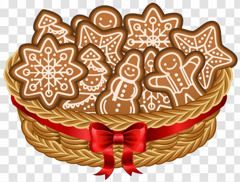 The Gingerbread Man Cookie Clip Art - Dessert - Christmas Basket With Cookies Image Transparent PNG