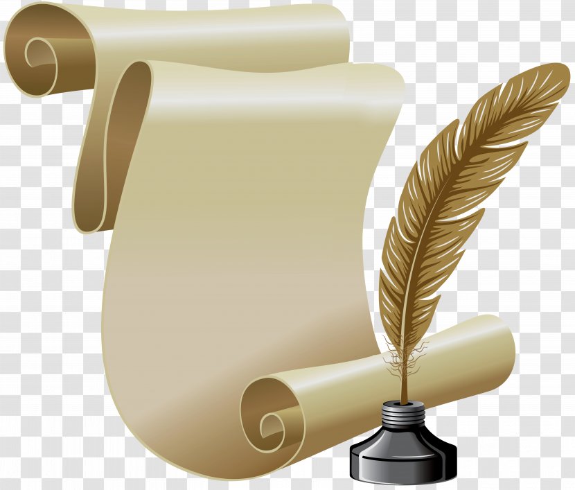 Paper Parchment Scroll Inkwell - Royaltyfree - Papyrus Transparent PNG