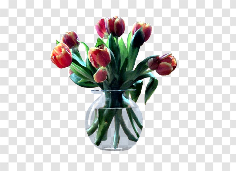 Tulip Vase Floral Design Cut Flowers - Artificial Flower Transparent PNG