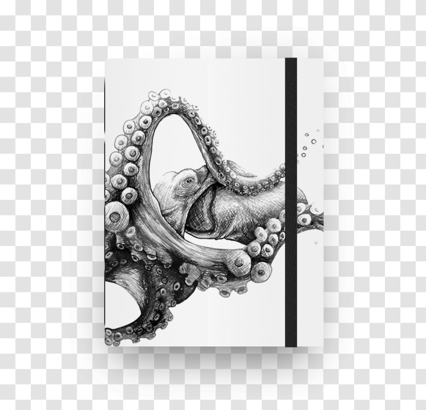 Notebook Drawing Spiral Black And White Art - Sketchbook - Octopus Transparent PNG