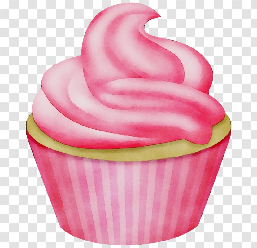 Pink Baking Cup Frozen Dessert Food Cupcake - Soft Serve Ice Creams - Buttercream Yogurt Transparent PNG