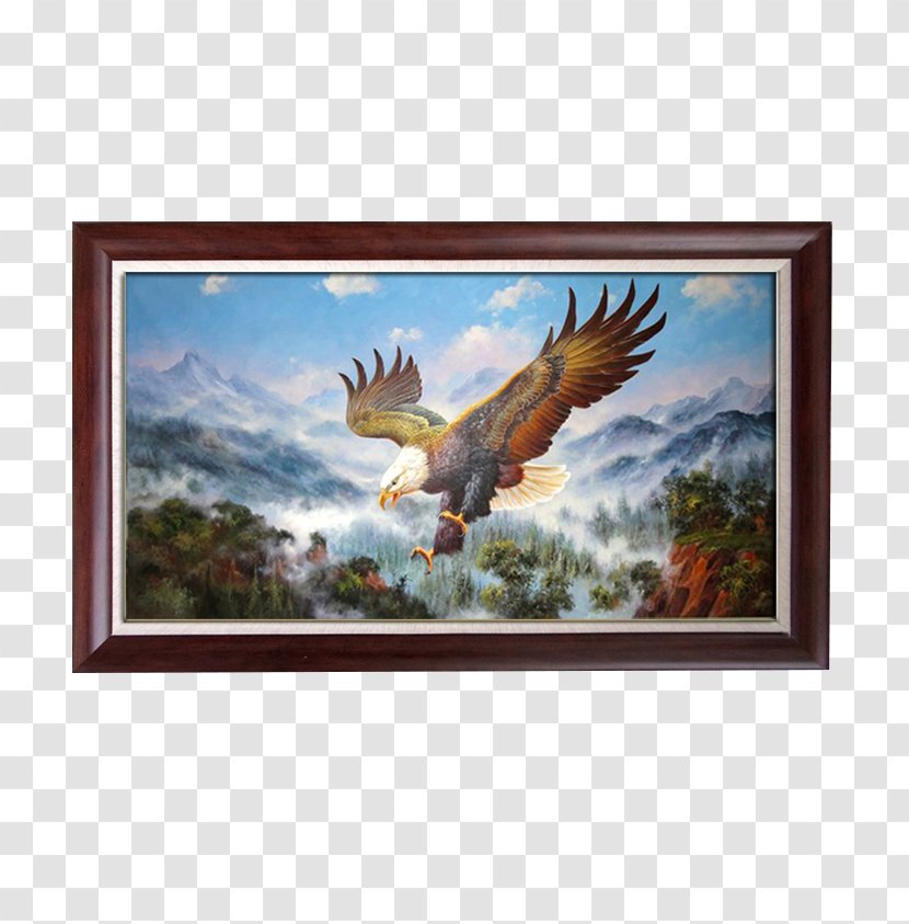 Painting Eagle Picture Frame - Golden Framed Transparent PNG