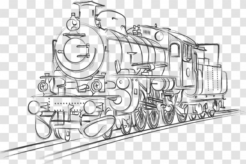 Train Rail Transport Locomotive Sketch - Pencil - Sketches, Pencils, Hand Drawn Manuscripts, Old Trains Transparent PNG