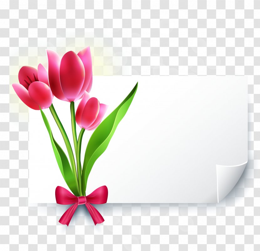 Greeting Card Wedding Invitation YouTube E-card - Cut Flowers - Tulips Decorative Blank Paper Transparent PNG