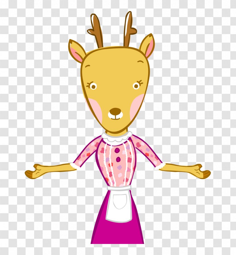 Deer Cartoon Illustration - Fictional Character - Yellow Scarves Hand-painted Transparent PNG
