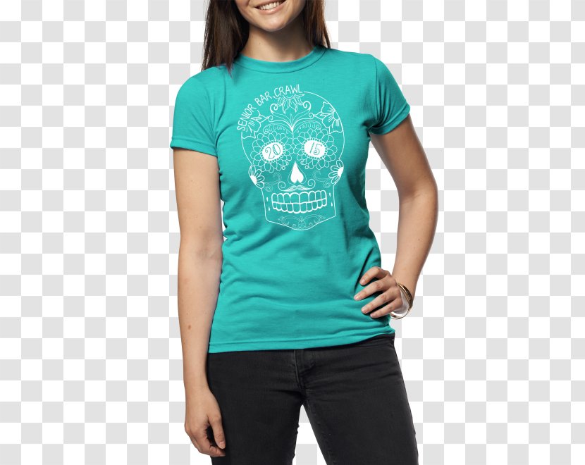 T-shirt Turquoise Sleeve Neck - Red Crescent Moon Sunset Transparent PNG