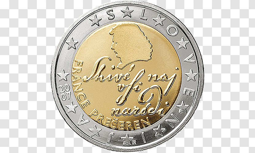 2 Euro Coin Slovenian Coins - Commemorative Transparent PNG