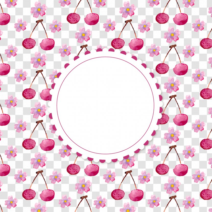 Vector Watercolor Cherry Frame - Area - Flower Transparent PNG