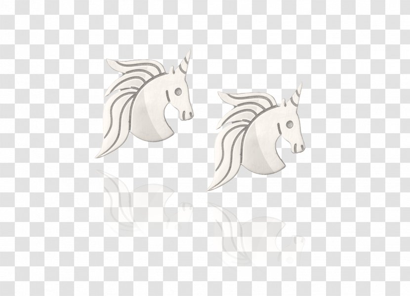Earring Sketch Unicorn Body Jewellery Black & White - Silver - MMermaid Crown Transparent PNG