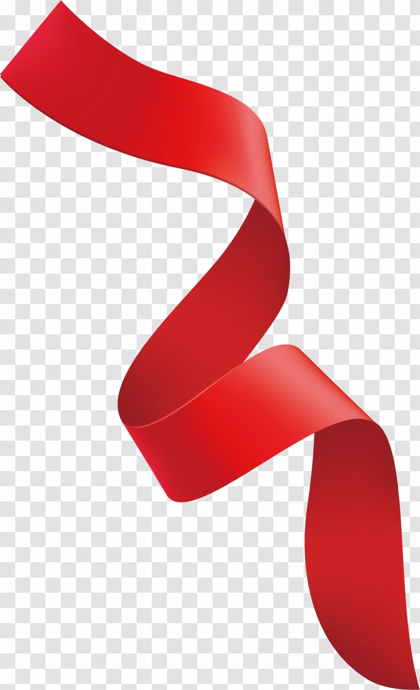 Red Ribbon - Fine Curly Ribbons Transparent PNG
