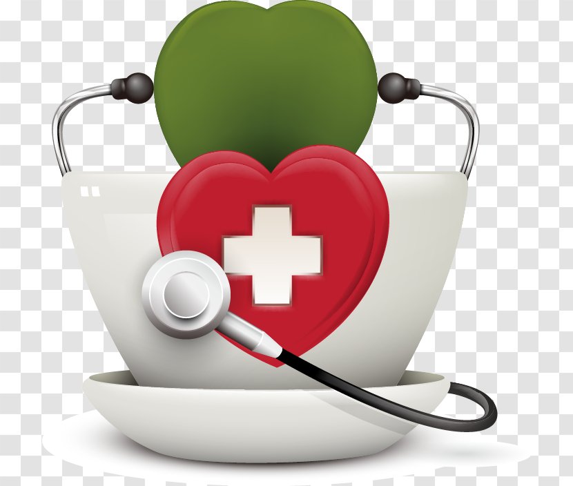 Hospital Tooth Whitening Stethoscope Health Care - Medical Organization - Hand-painted Red Cross Cup Transparent PNG