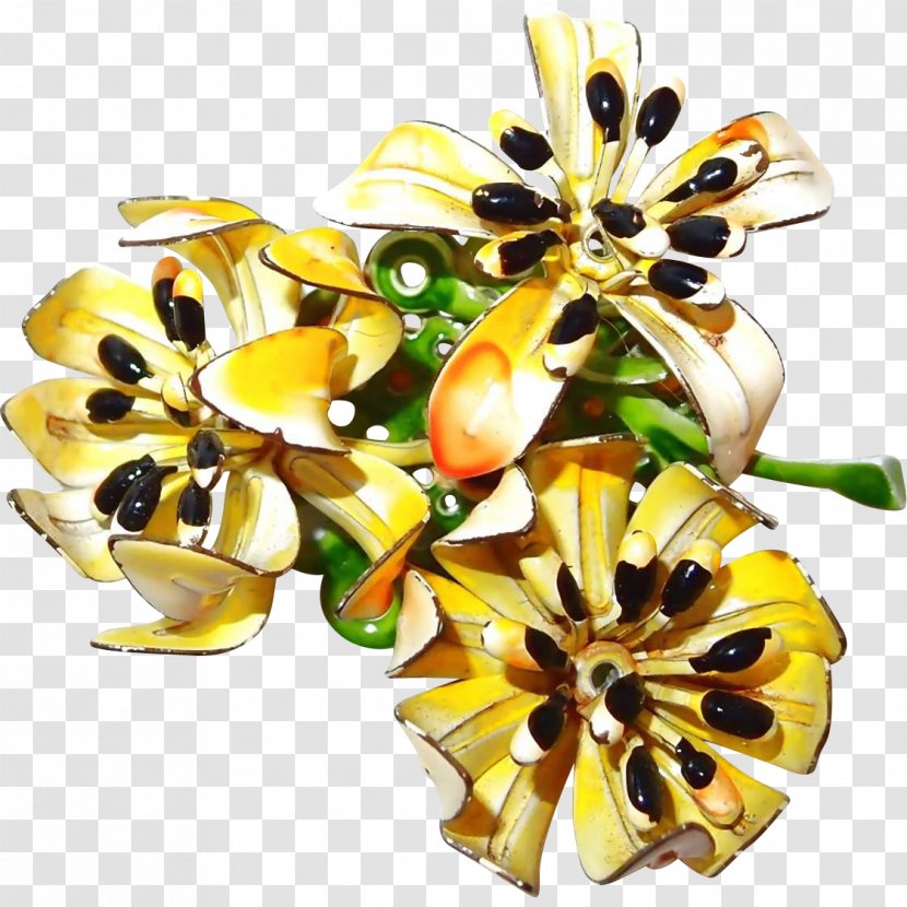 Earring Brooch Cut Flowers Yellow - Body Jewelry - Flower Transparent PNG