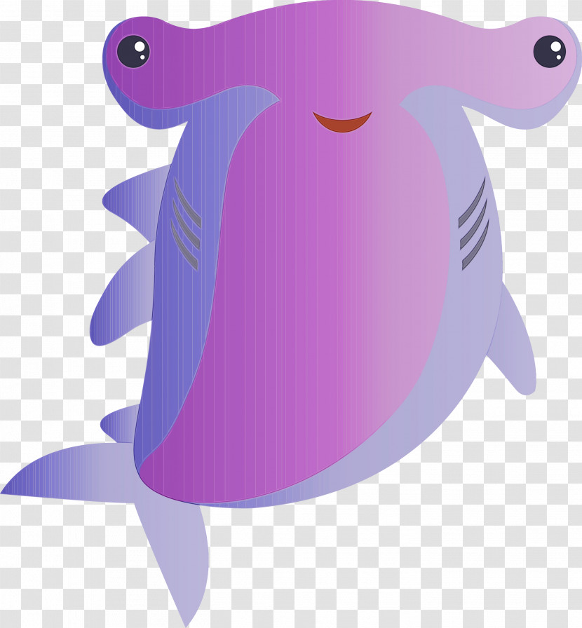 Cartoon Purple Dolphin Sea Turtle Transparent PNG