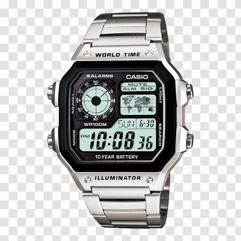 Casio Watch Chronograph Quartz Clock Illuminator - World Transparent PNG