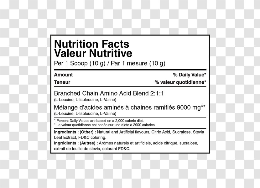 Nutrition Facts Label Branched-chain Amino Acid Protein If(we) - Bcaa Transparent PNG