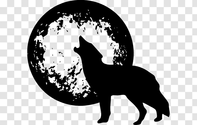 Dog Full Moon Clip Art - Cat Like Mammal - Howling Vector Transparent PNG