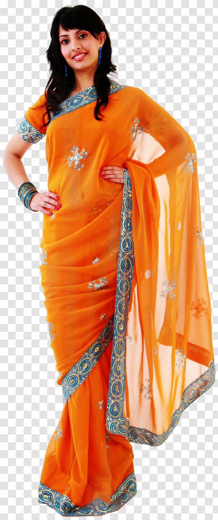 Sari Shoulder Orange S.A. Woman Costume - Sa Transparent PNG