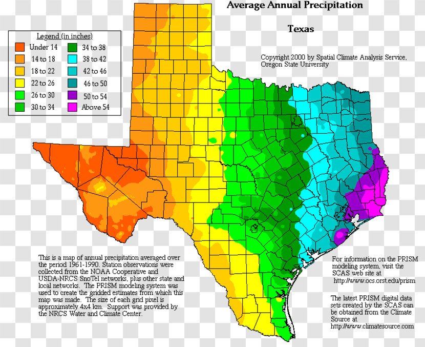 Texas Precipitation Climate Rain Map - Area - Meteorological Transparent PNG