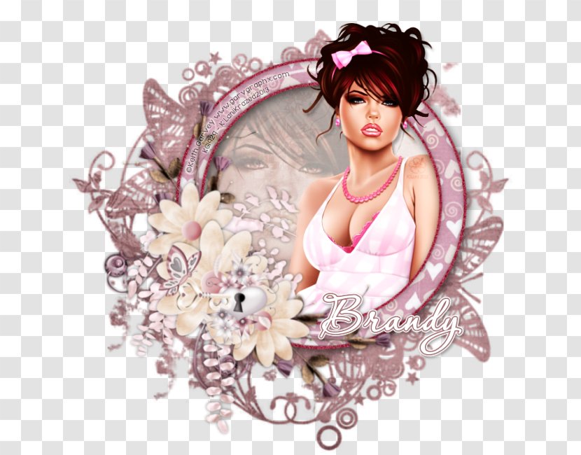 Pink M Black Hair Fairy Flower - Frame Transparent PNG