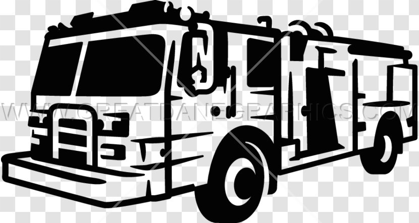 Car Fire Engine Black And White Clip Art - Commercial Vehicle Transparent PNG
