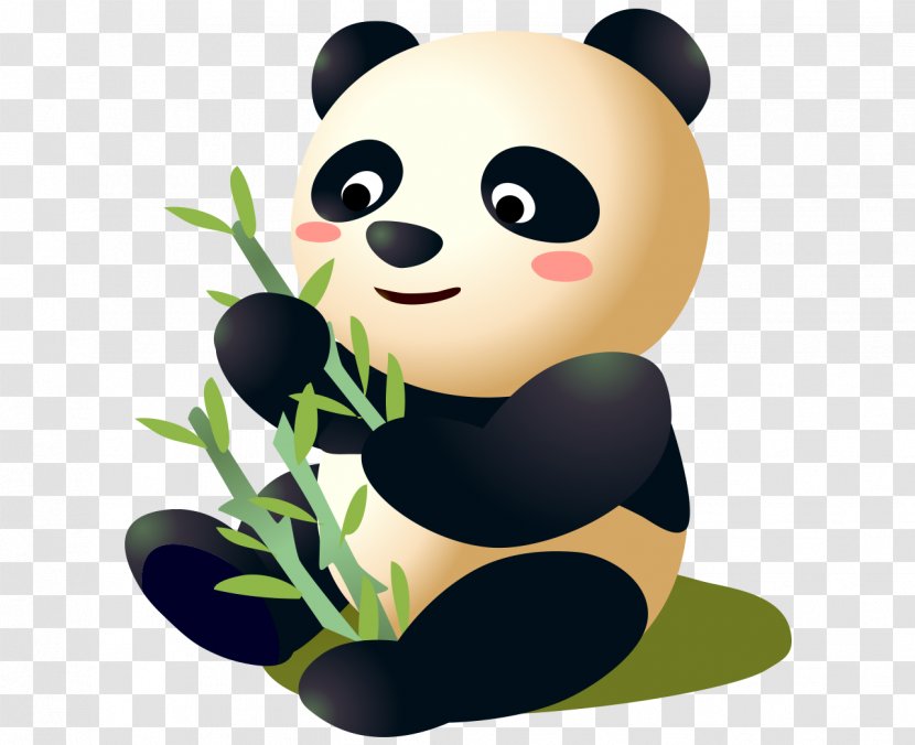 Giant Panda Red Cartoon - Vector Cute Color Bamboo Transparent PNG