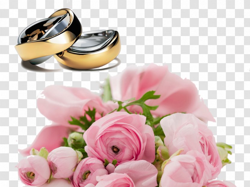 Wedding Ring Bride Flower Bouquet Rose - Petal - Rings Transparent PNG
