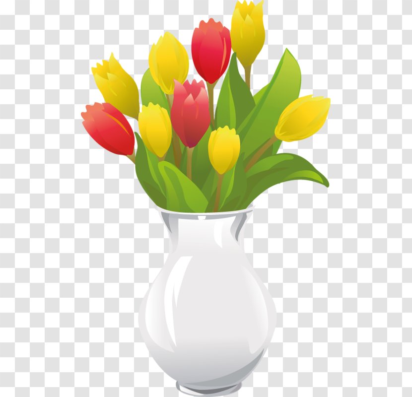Vase Flower Illustration - Petal - Cartoon Tulip Transparent PNG