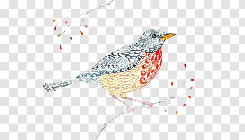 Bird European Robin Visual Arts Watercolor Painting Illustration - Fauna - Hand-drawn Elements Forest Department,Birds Transparent PNG