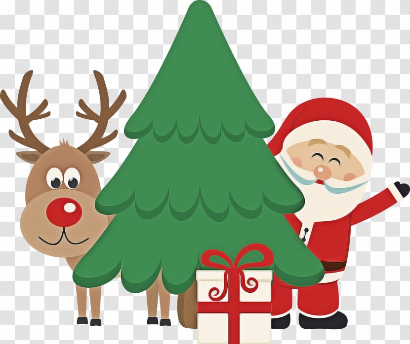 Santa Claus - Deer - Conifer Transparent PNG