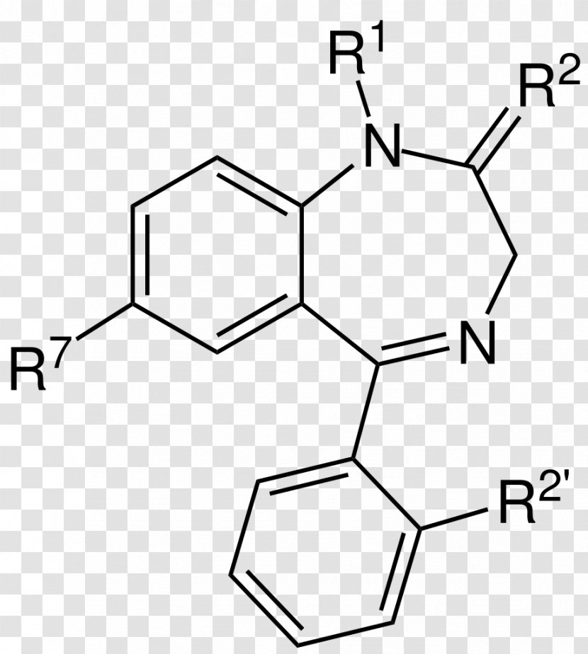Diazepam Benzodiazepine Chemical Formula Molecular Chlordiazepoxide - Monochrome - Symbol I Transparent PNG