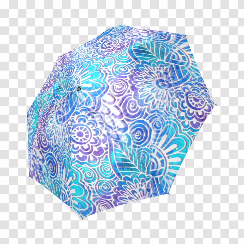 Blue Doodle Flower Umbrella Turquoise Transparent PNG