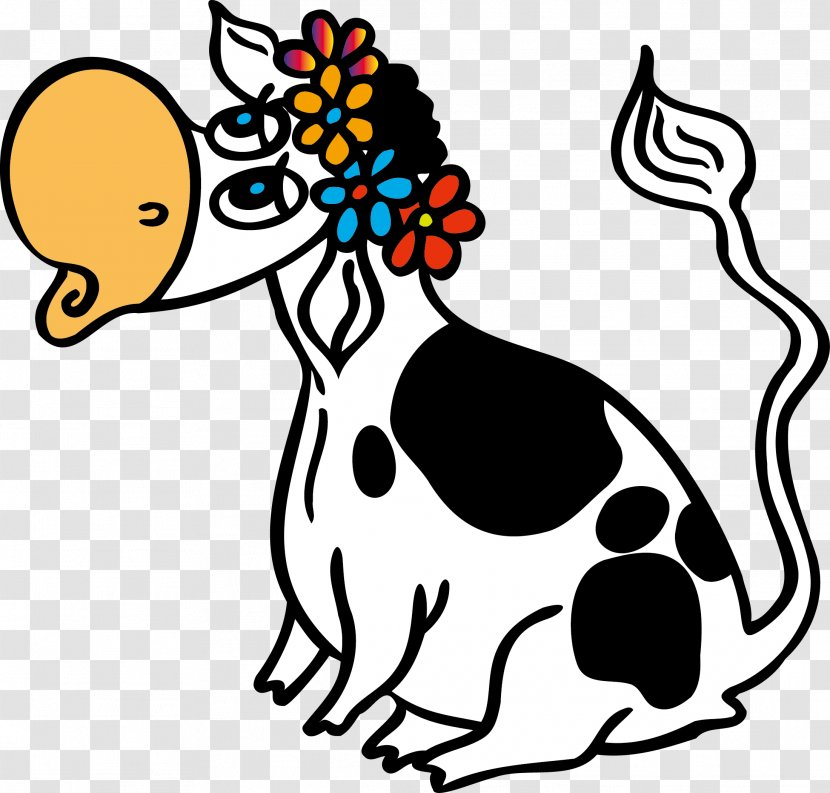 Cattle Cartoon Drawing Coloring Book Clip Art - Monochrome - Cow Vector Transparent PNG