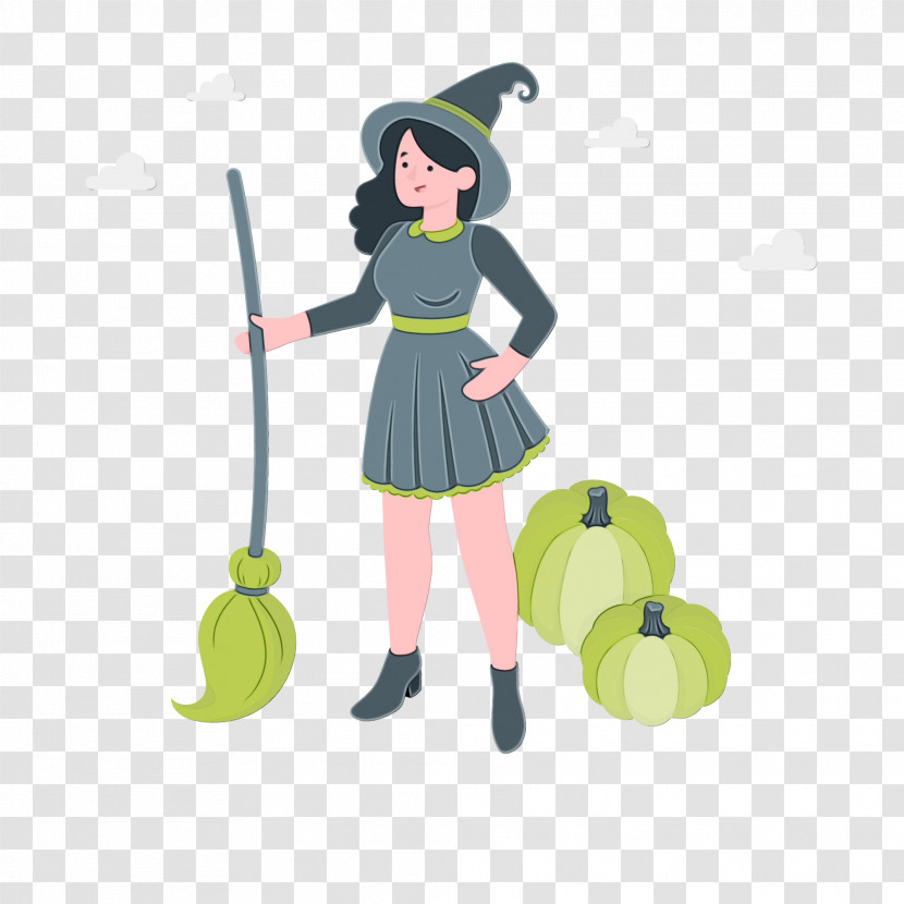 Cartoon Green Broom Transparent PNG