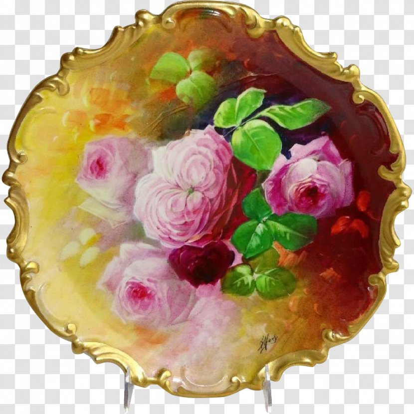 Cut Flowers Floral Design Platter Rose - Tableware - Hand-painted Roses Transparent PNG