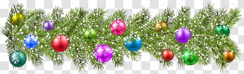 Christmas Ornament Clip Art - Card - Pine Branches And Balls Image Transparent PNG