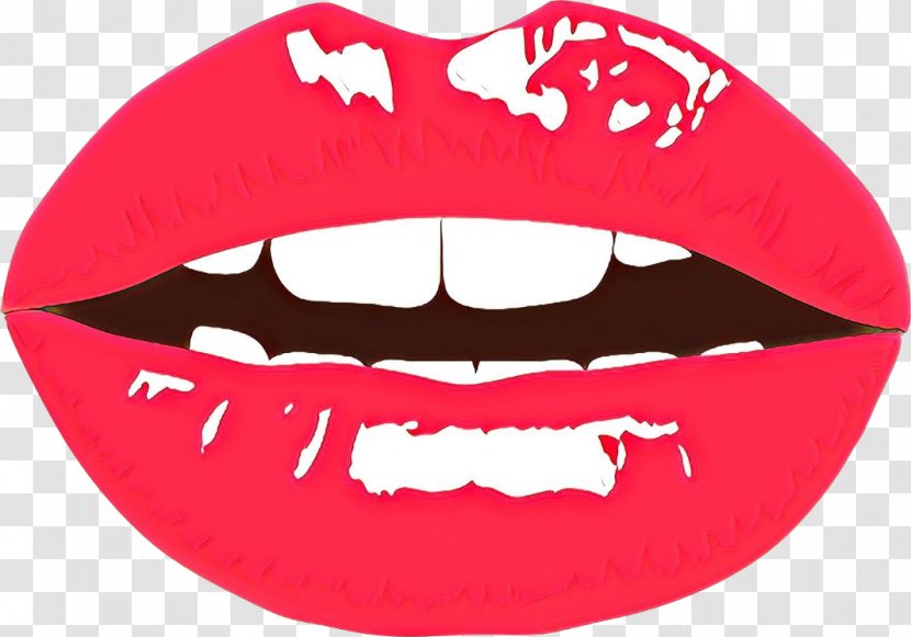 Lips Cartoon - Red - Facial Hair Emoticon Transparent PNG