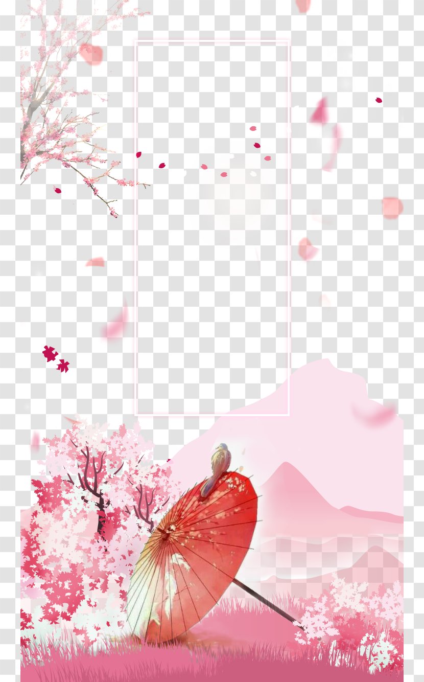 Paper Cherry Blossom Pink Wallpaper - Umbrella Transparent PNG