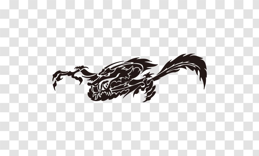 Decal Sticker Dragon Tattoo Clip Art - Black And White - Need Transparent PNG