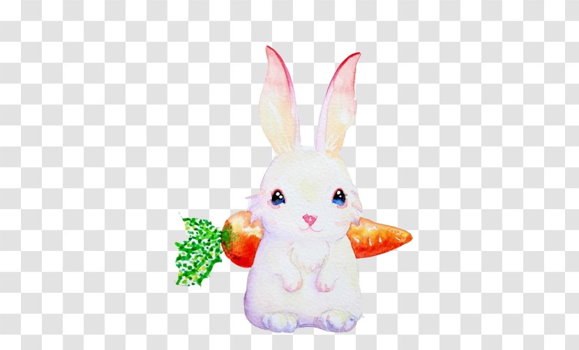 European Rabbit Painting - Easter - Back Carrot Creative Image Transparent PNG