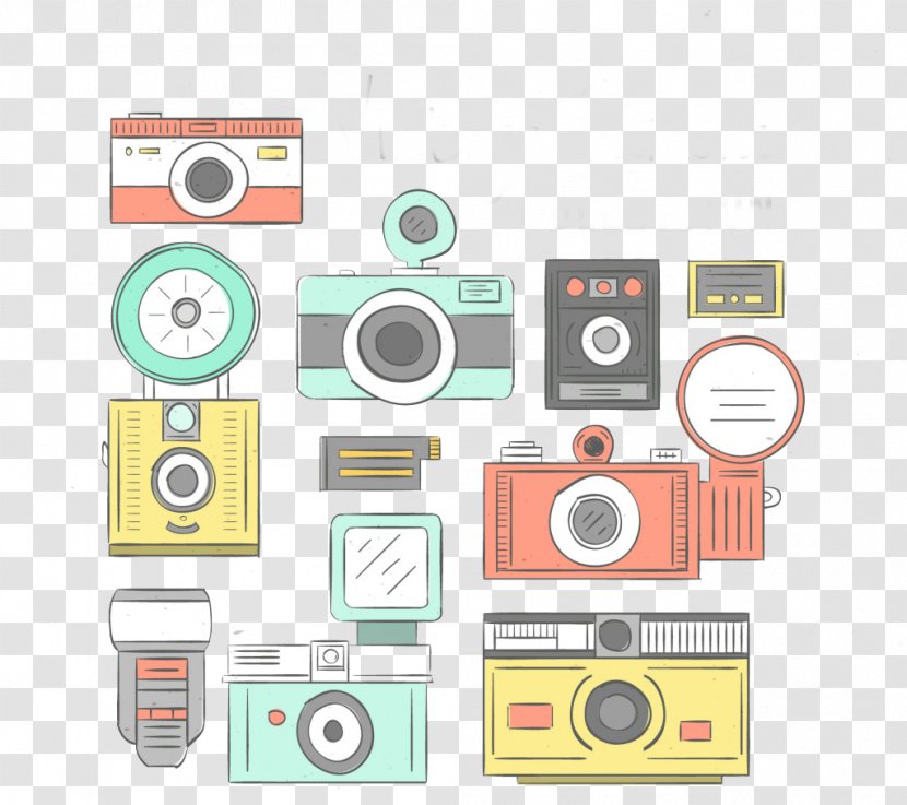 Camera Graphic Design Download Photography - Drawing - A Plurality Of Hand-painted Vintage Creatives Transparent PNG
