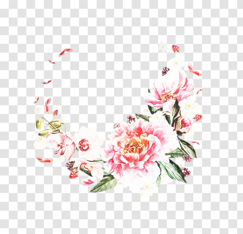 Watercolor Flowers Frame - Simple - Artificial Flower Chinese Peony Transparent PNG