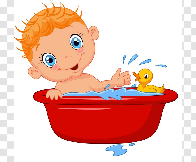 Cartoon Child Bathing Transparent PNG