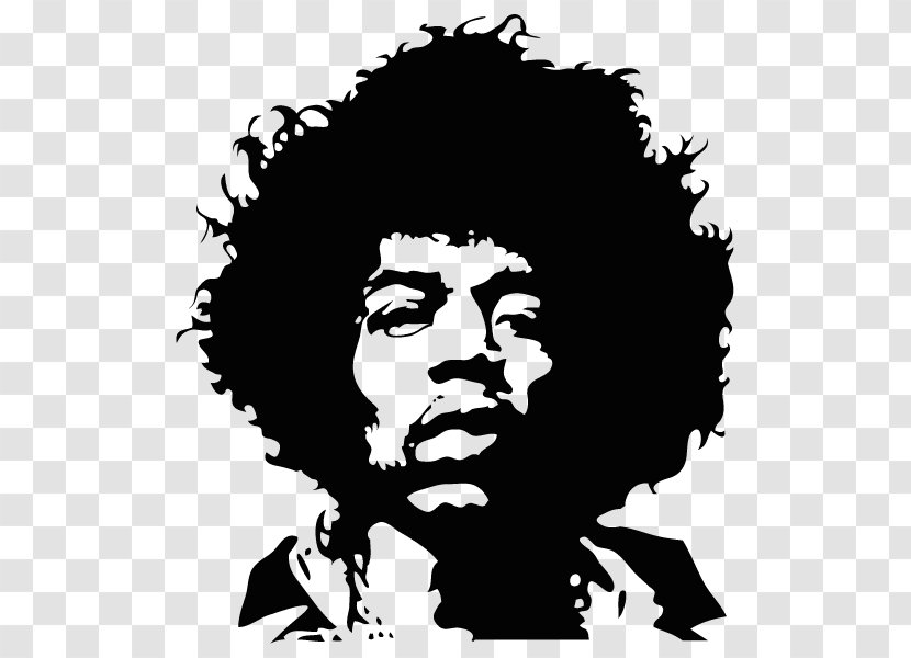Jimi Hendrix Black And White Portrait Stencil Guitarist - Cartoon - Painting Transparent PNG