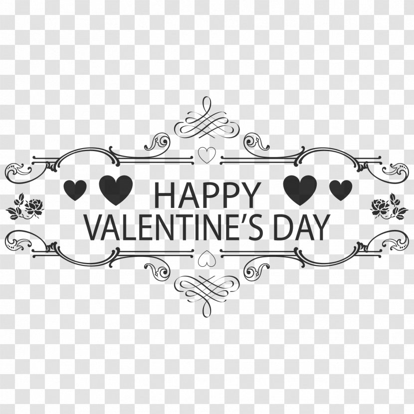 Valentines Day Clip Art - Monochrome Photography - Happy Valentine's Vector Text Transparent PNG