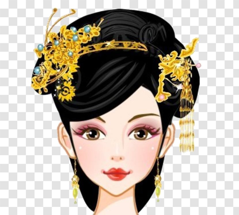 Headpiece Hairstyle - Hair Accessory - With A Golden Headdress Of The Ancient Woman Transparent PNG