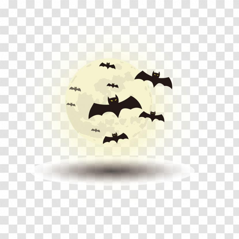 Download - White - Halloween Horror Moon Bats Vector Material Transparent PNG