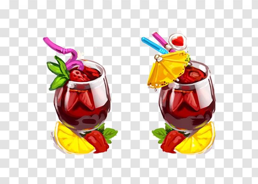Juice Cocktail Garnish Punch Icon - Design - Two Glasses Of Red Wine Painting Transparent PNG